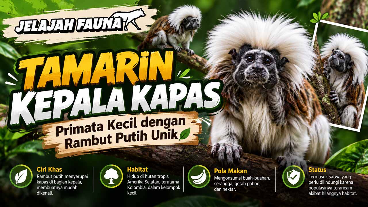 Tamarin Kepala Kapas, Primata Kecil dengan Rambut Putih Unik