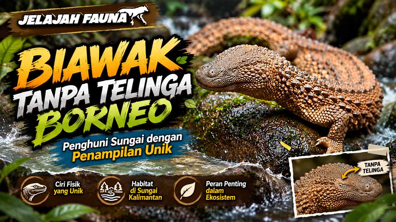 Biawak Tanpa Telinga Borneo, Penghuni Sungai dengan Penampilan Unik